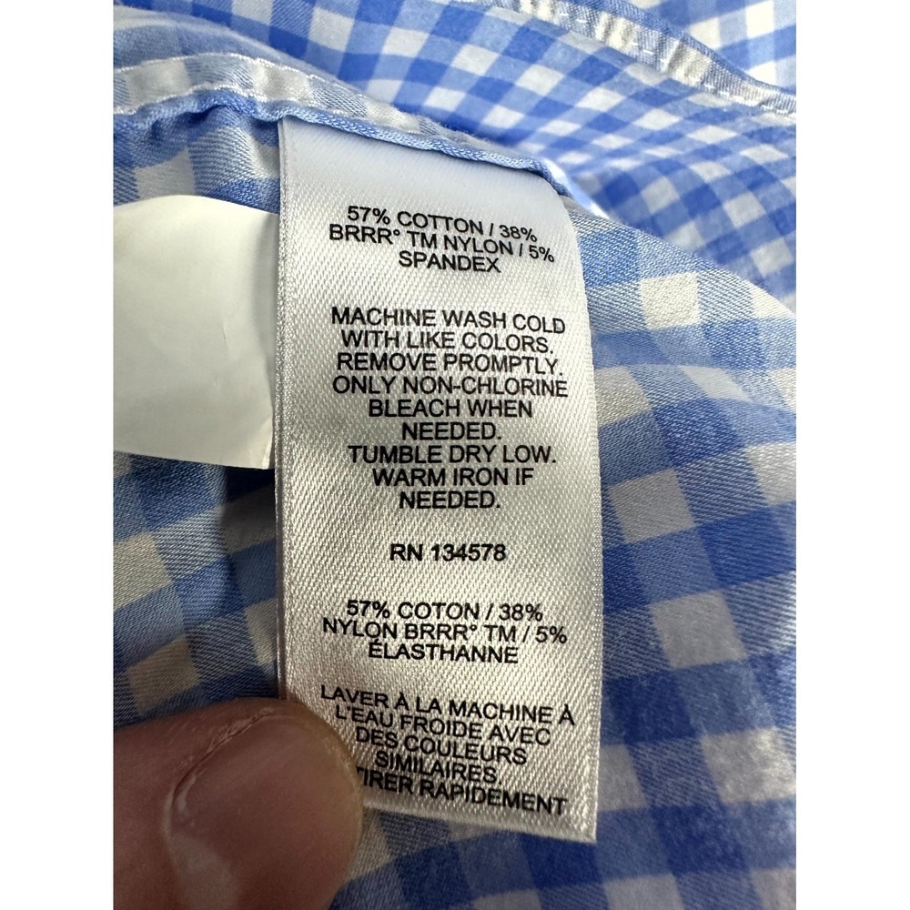 Vineyard Vines Shirt Mens XL Blue Gingham Skysail On the Go Performance Brrr - Picture 8 of 10